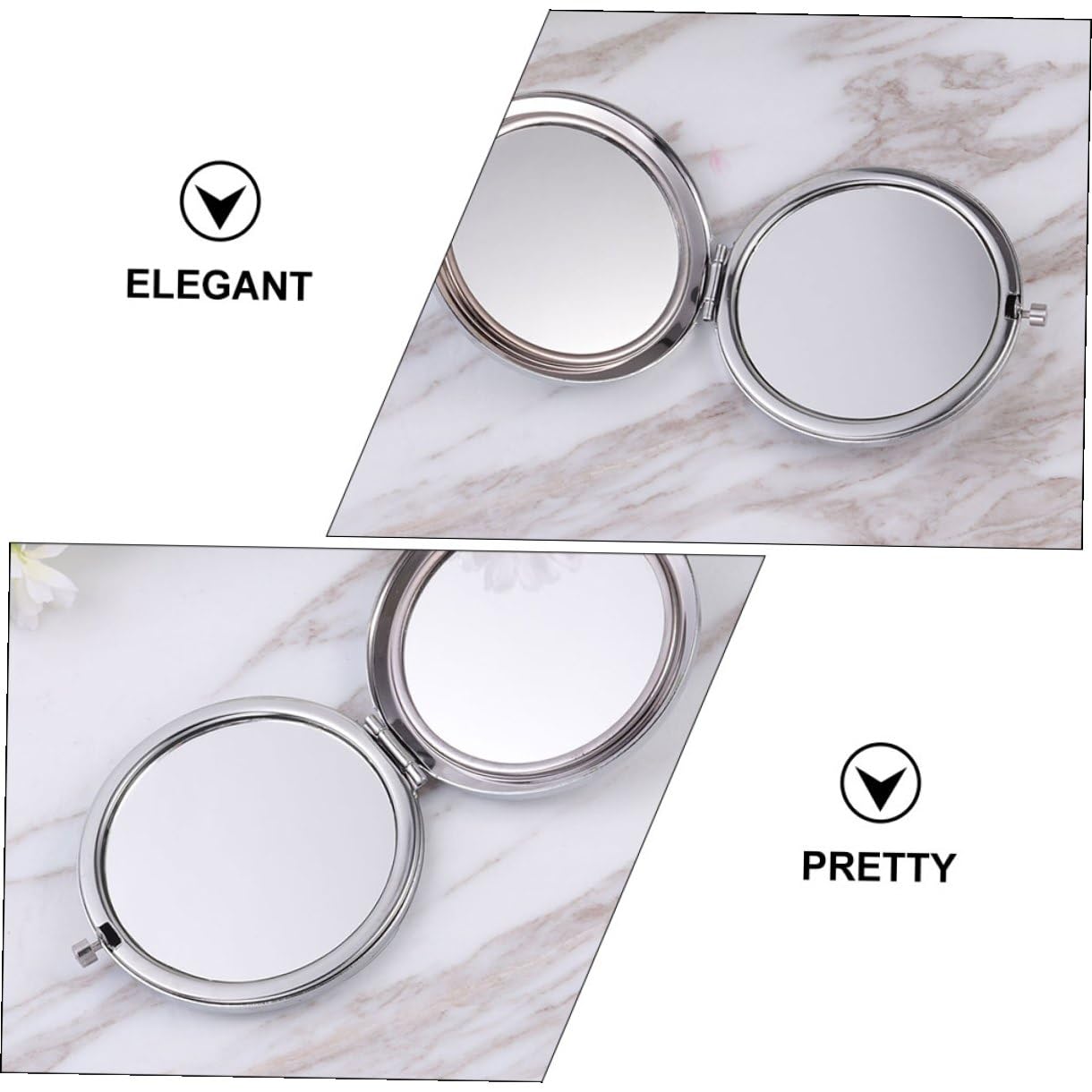 ULTECHNOVO 10 Stück 10 teilig Kompakter Tragbarer Doppelseitiger Kosmetikspiegel in Goldbeige Leicht als Reise Taschen Spiegel für Präzises Make up Unterwegs