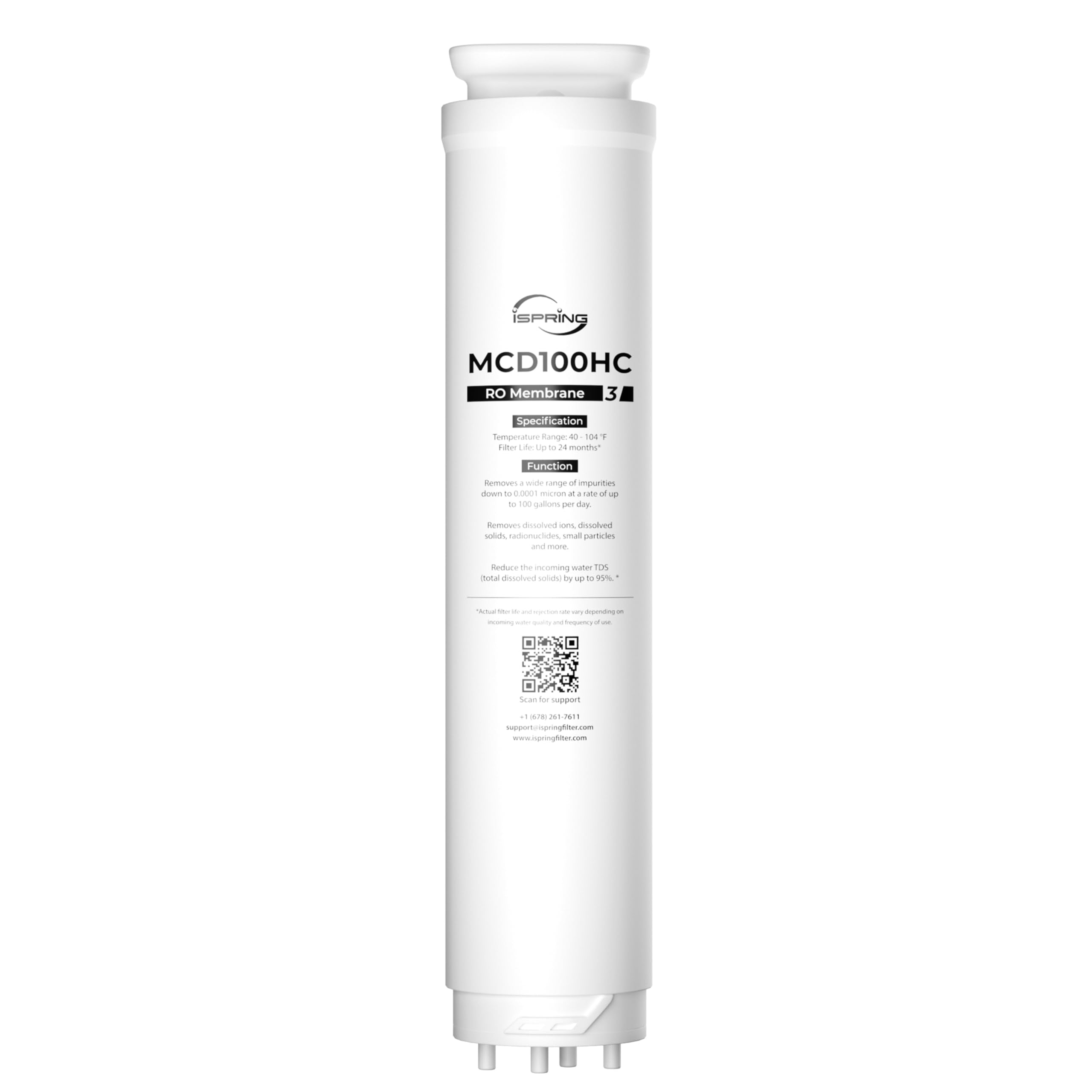 iSpring MCD100HC RO - Filtro de repuesto de membrana para sistema de ósmosis inversa de encimera RCD100HCG, ciclo de reemplazo: hasta 24 meses