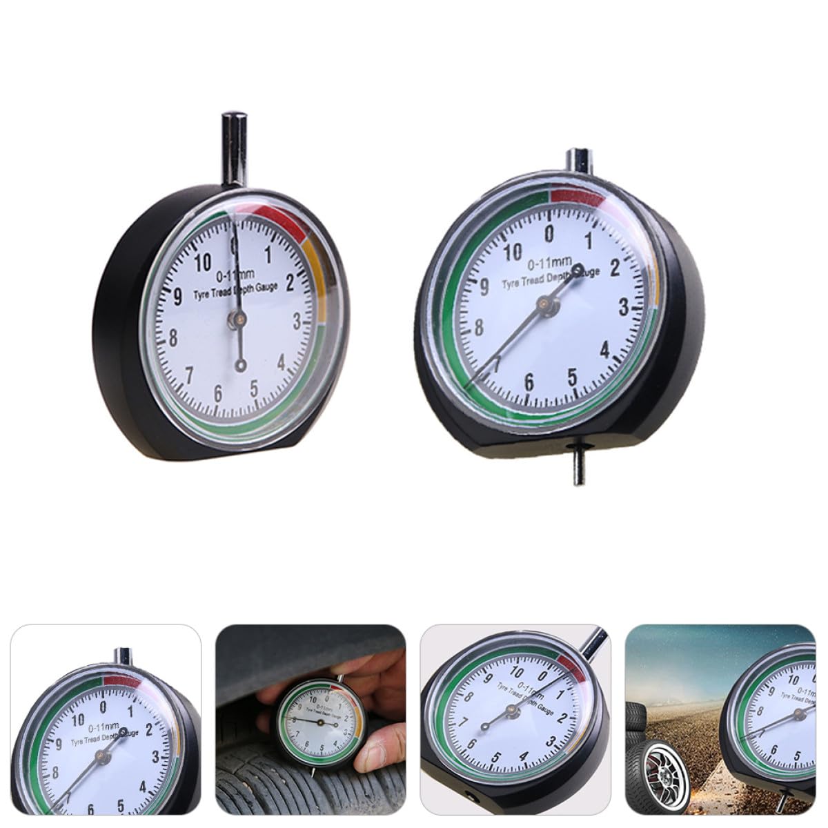 Cabilock Car Tire Tread Depth Gauge 2pcs Set with Pointer Indicator Precision Auto Tyre Depth Ruler for Vehicle Safety Inspection