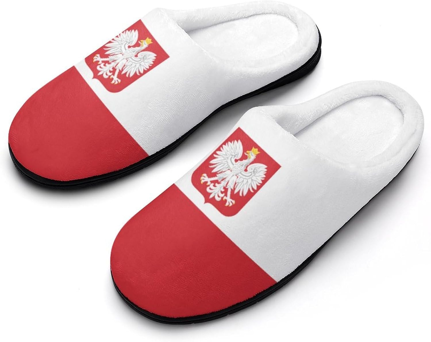 Flag of Poland with Eagle Women's House Slippers Memory Foam Warm Shoes Spa Rubber Sole Indoor Outdoor