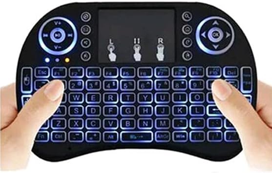 Mini Wireless Keyboard with Touchpad Mouse 2.4GHz Multi-Media Keyboard RGB LED Backlit Handheld Keyboard Handheld Remote Control for Pc, Pad, Google Android Tv Box, Smart TVs, PS3/PS4Black