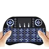 Mini Wireless Keyboard with Touchpad Mouse 2.4GHz Multi-Media Keyboard RGB LED Backlit Handheld Keyboard Handheld Remote Control for Pc, Pad, Google Android Tv Box, Smart TVs, PS3/PS4(Black)