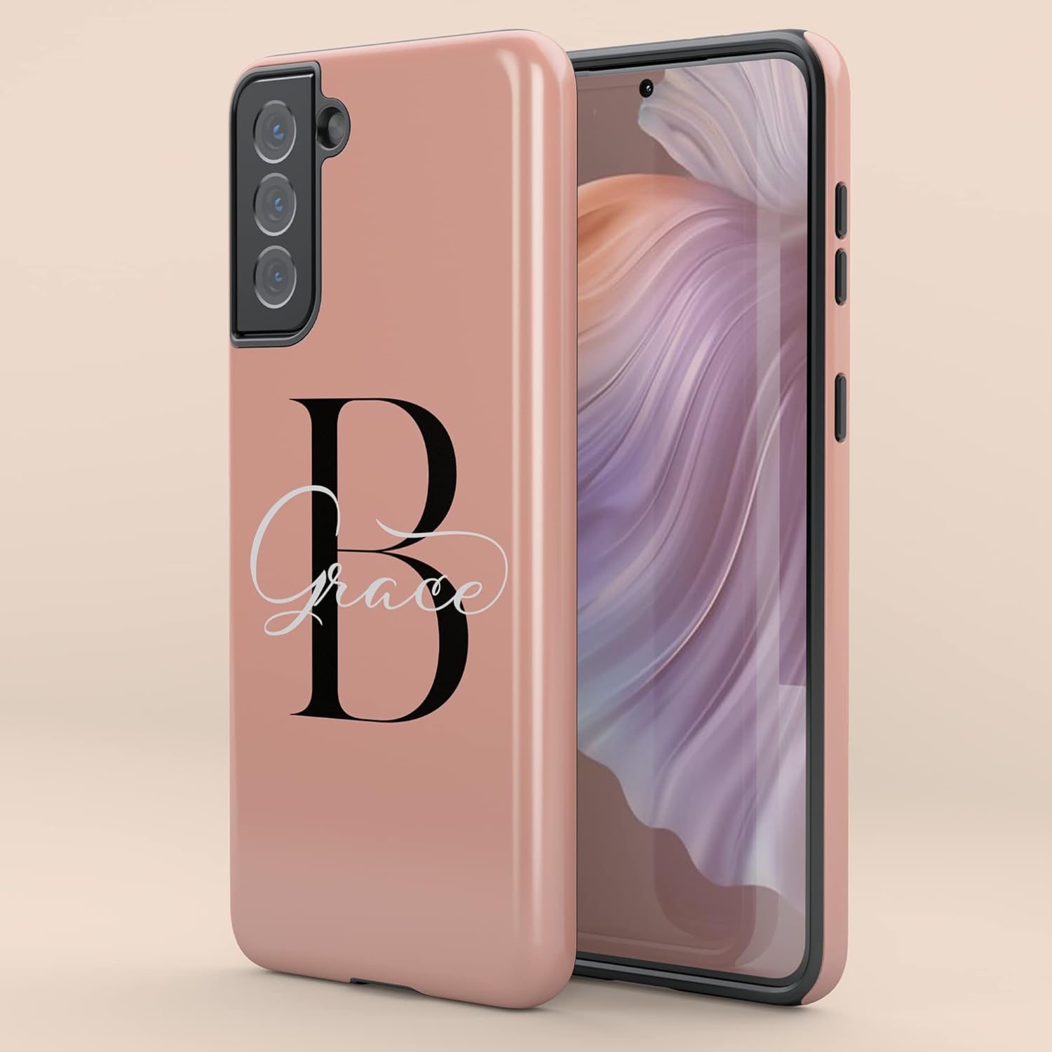 Custom Monogram Initial Case, Solid Personalized Name on Case, Compatible with Samsung Galaxy S26 Ultra, S25 Plus, S24, S23, S22, S21, S20