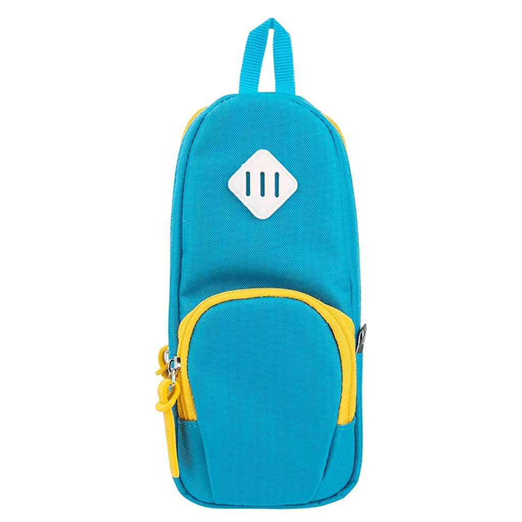 Funda de lápiz de pie, estuche de lápices de gran capacidad, bolso de almacenamiento de papelería portátil creativo, bolsa de bolsa de cosméticos multifuncional bolsa de bolsa de pluma azul pluma
