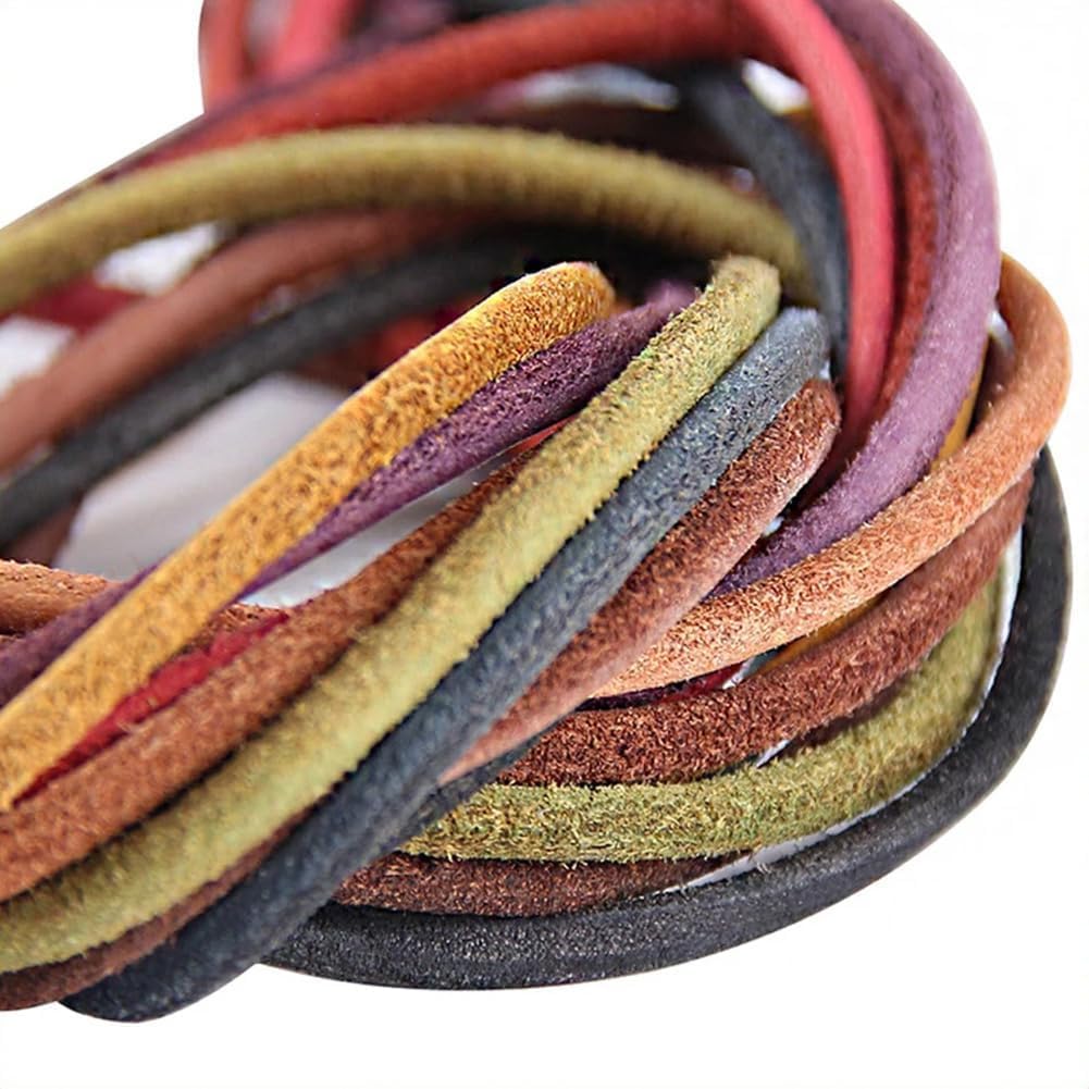 Leather String Cord, 3mm Round, 2.2 Yard, for Braiding Shoes Boots Clothes Hat Bag Jewelry Tassel Dream Catcher (Purple, 2.2 Yard)