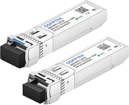 QSFPTEK 10G SFP+ Bidi Transceivers LC Single-Mode Module for Cisco SFP-10G-BXD-I 1330nm-TX/1270nm-RX / SFP-10G-BXU-I 1270nm-TX/1330nm-RX,10KM, with DDM - 1 Pair