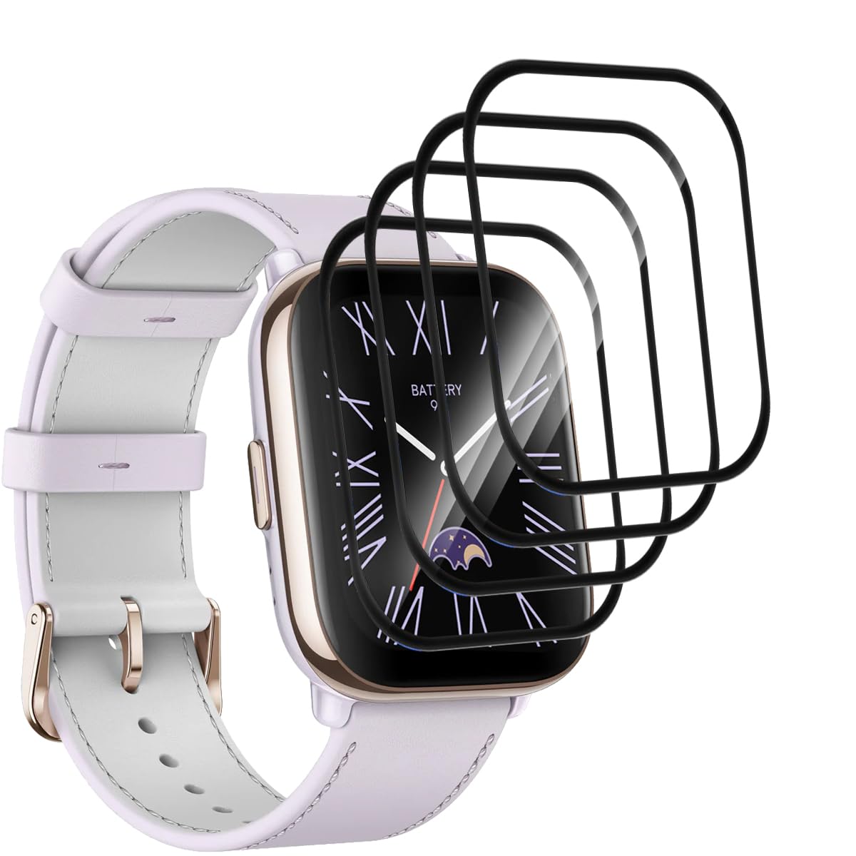 Cristal Templado para Amazfit Active 42mm Protector Pantalla [4 Piezas], HD/Anti-Arañazos Película Protectora, 3D Curvado PMMA Protector Pantalla Compuesto para Amazfit Active 42mm