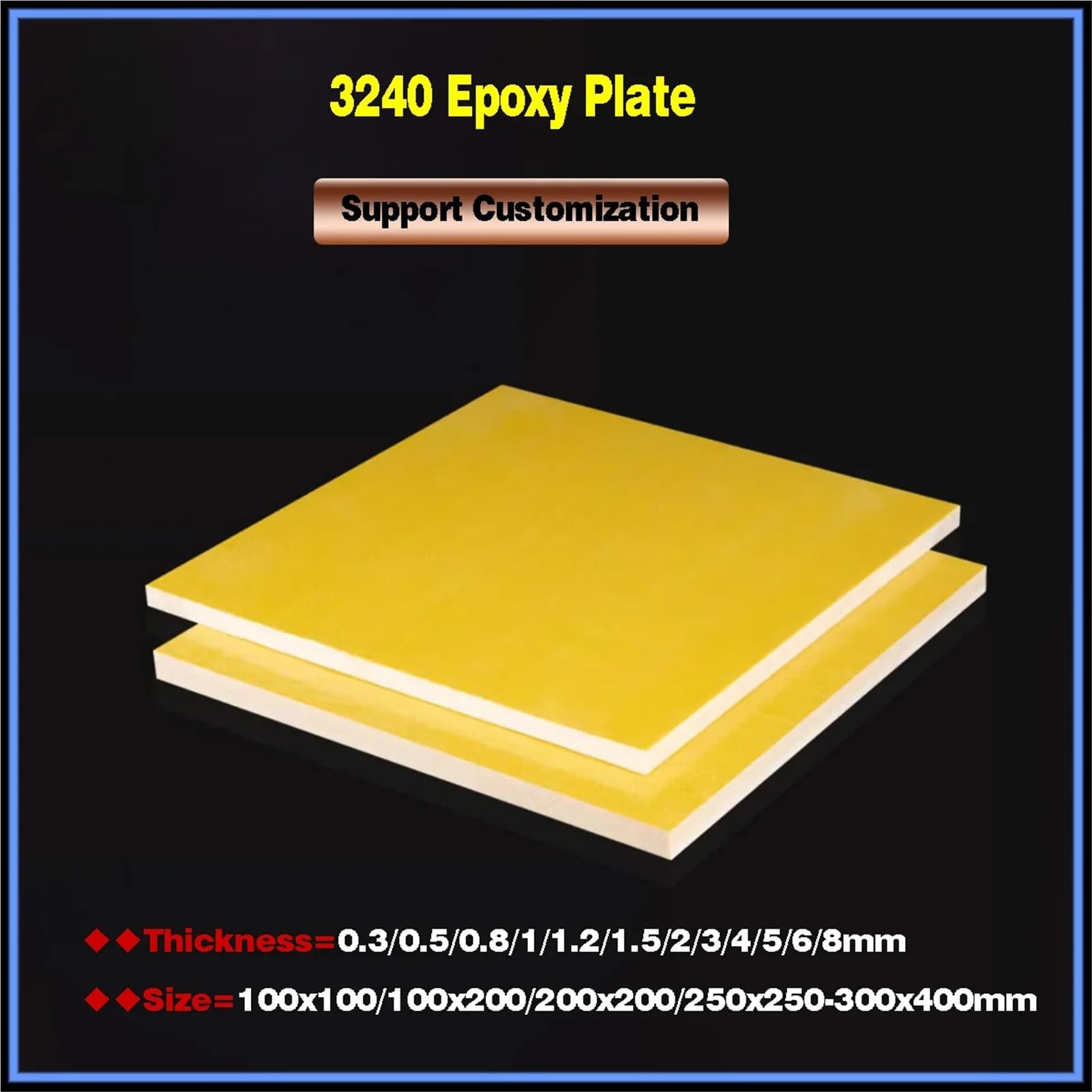 Hoja aislante de fibra de vidrio epoxi 3240, tablero de resina epoxi duradero de 0,3 a 8 mm de espesor for proyectos eléctricos.(300x300x6mm 1pcs)