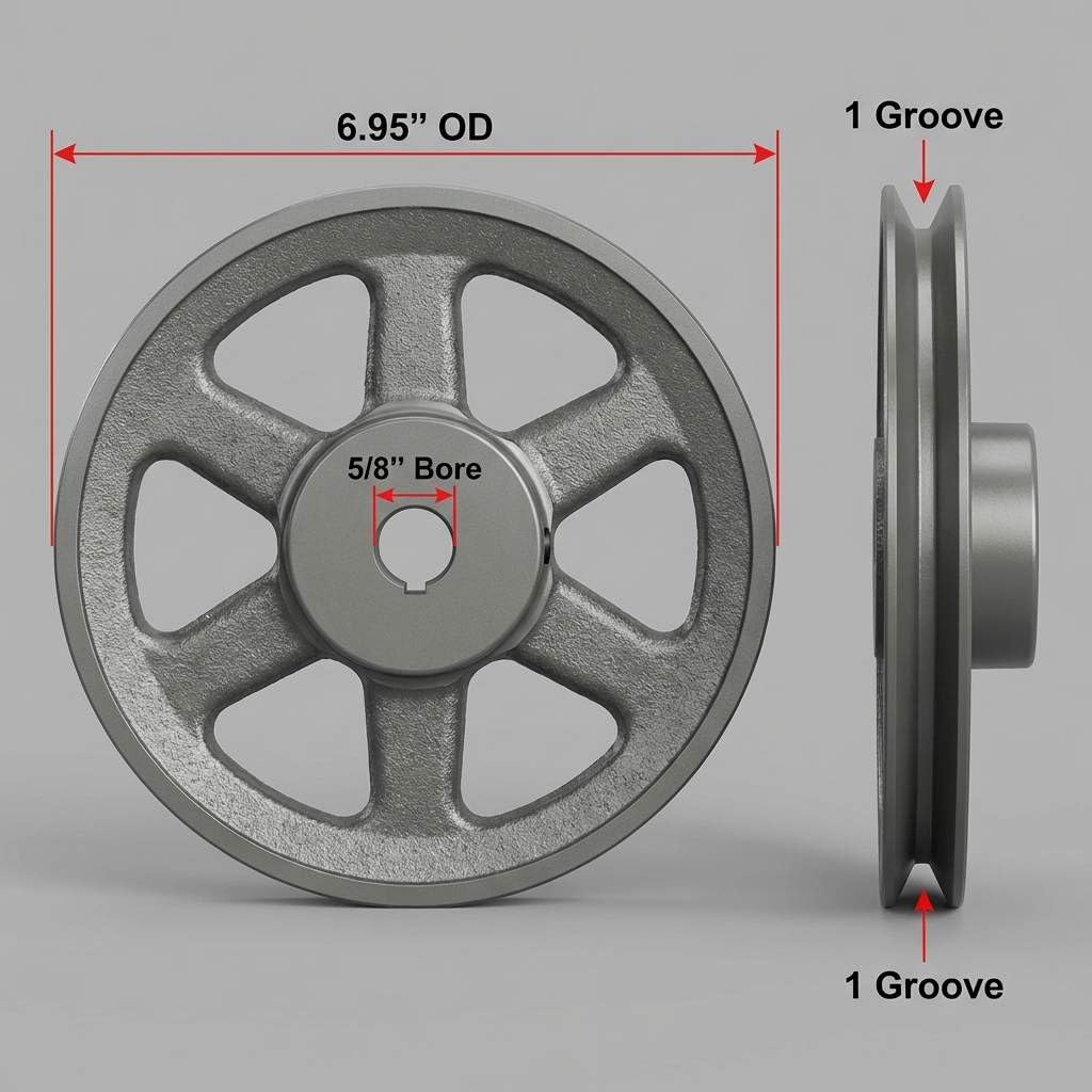 QWORK AK7158 Single Groove Web Sheaves, 6.95" OD 5/8" Bore V-Belt Sheave, A Belt Section, Cast Iron,for V-Belt — Amazon image 3