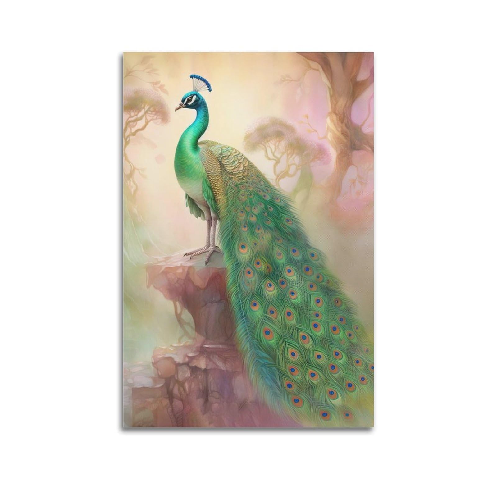 ZSZWHJ Animal Poster Beautiful Peacock Poster Decorative Painting Canvas Wall Posters And Art Picture Print Modern Family Bedroom Decor Posters 24x36inch(60x90cm)