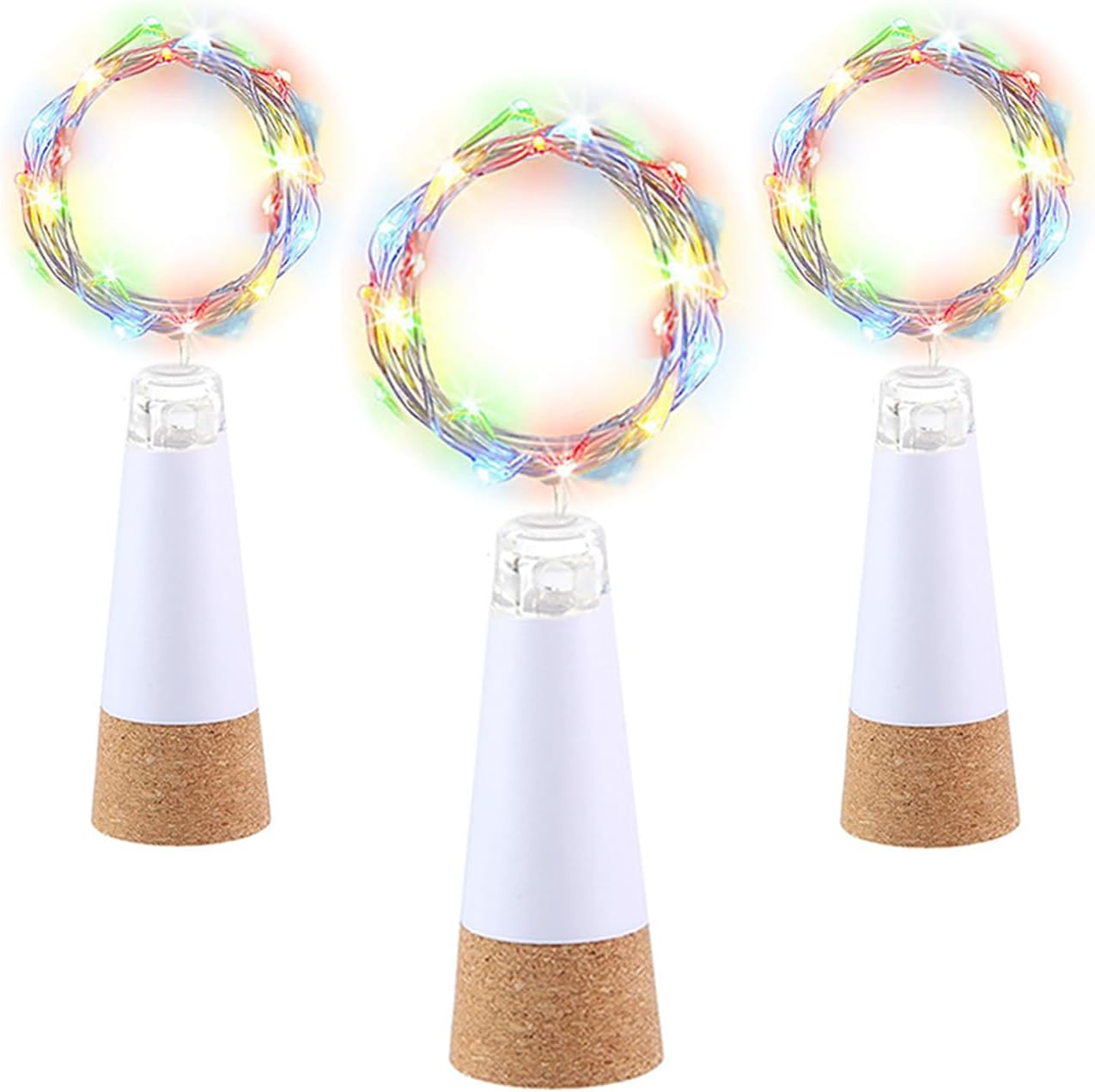 LED Wine Bottle Lights, Multicolor USB Rechargeable No Battery Required, 6.5ft (2M) Copper Wire 20 LED, Cork Light for Halloween Christmas Gift, Outdoor BBQ Party Wedding Holiday Decoration (3 Pack)