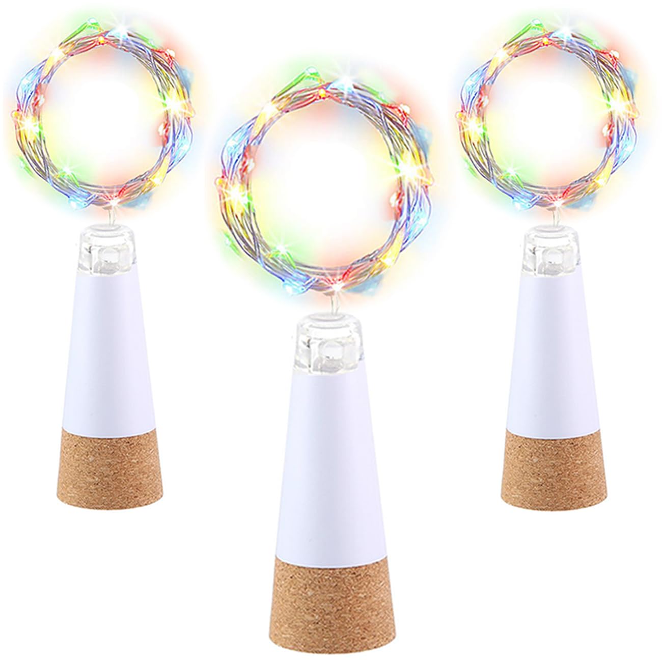 LED Wine Bottle Lights, Multicolor USB Rechargeable No Battery Required, 6.5ft (2M) Copper Wire 20 LED, Cork Light for Halloween Christmas Gift, Outdoor BBQ Party Wedding Holiday Decoration (3 Pack)