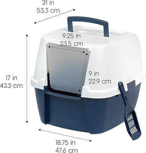 Miniatura 2 de IRIS USA - Caja de arena grande con tapa con cuchara Gris,marino