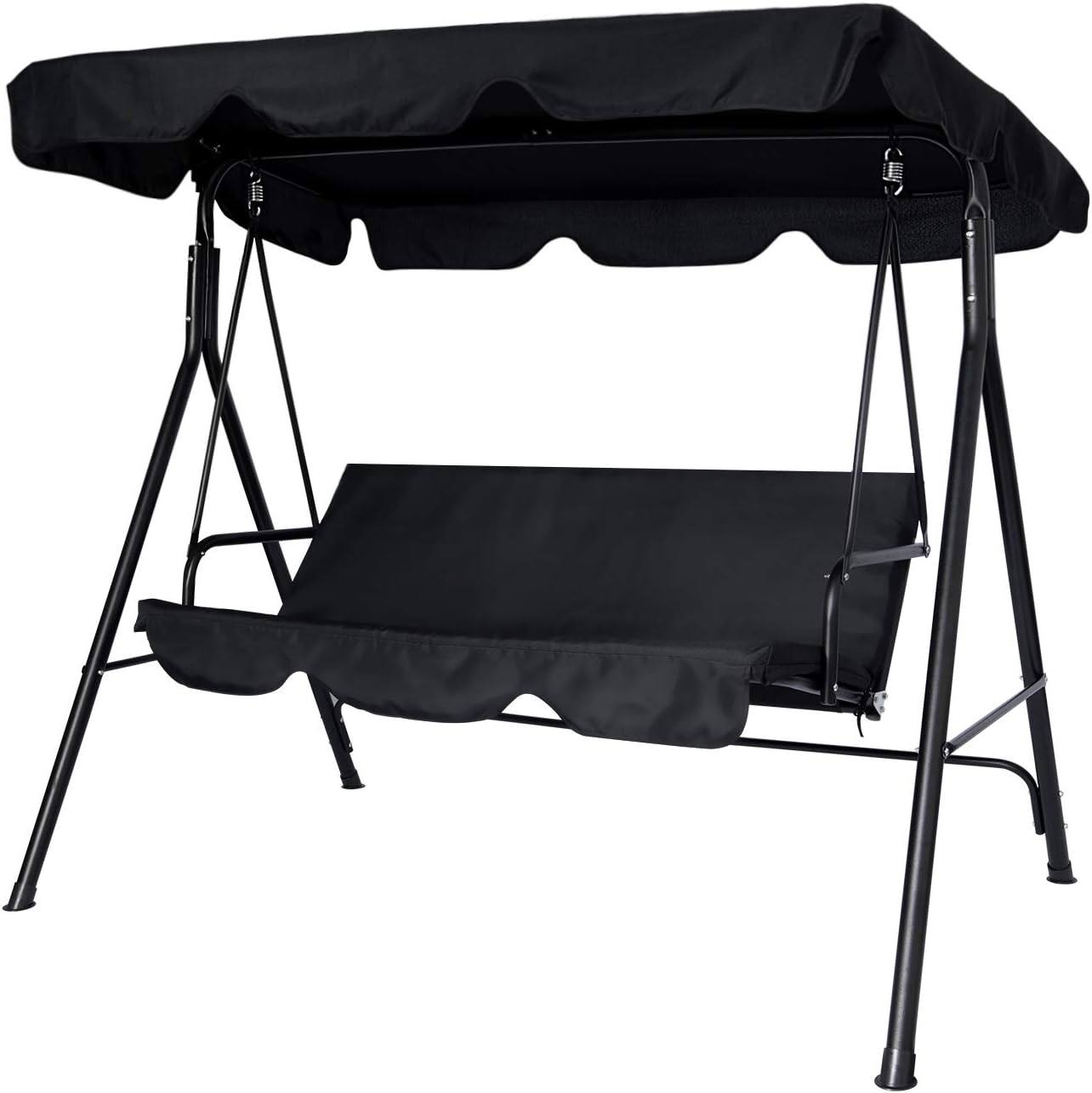Circrane Outdoor Patio Swing Chair, Convertible Canopy Swing with Removable Cushion and Weather Resistant Powder Coated Steel Frame, Suitable for Patio, Garden, Poolside, Balcony