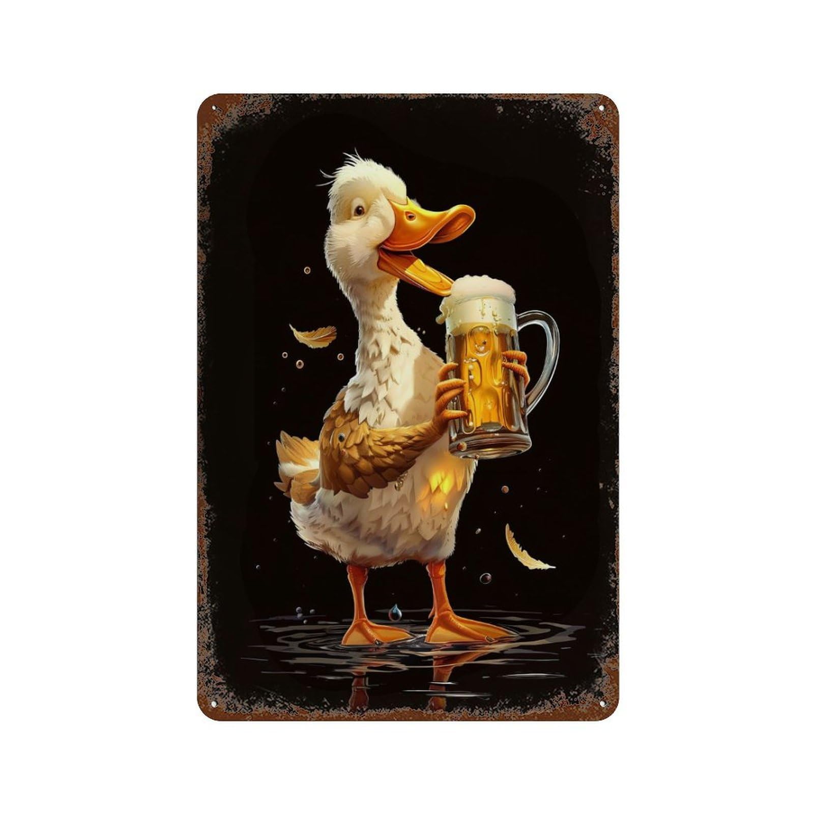 Duck Beer Tin Sign Vintage Metal Sign Retro Metal Poster for Home Room Farmhouse Cafes Office Store 11.8"x7.9"