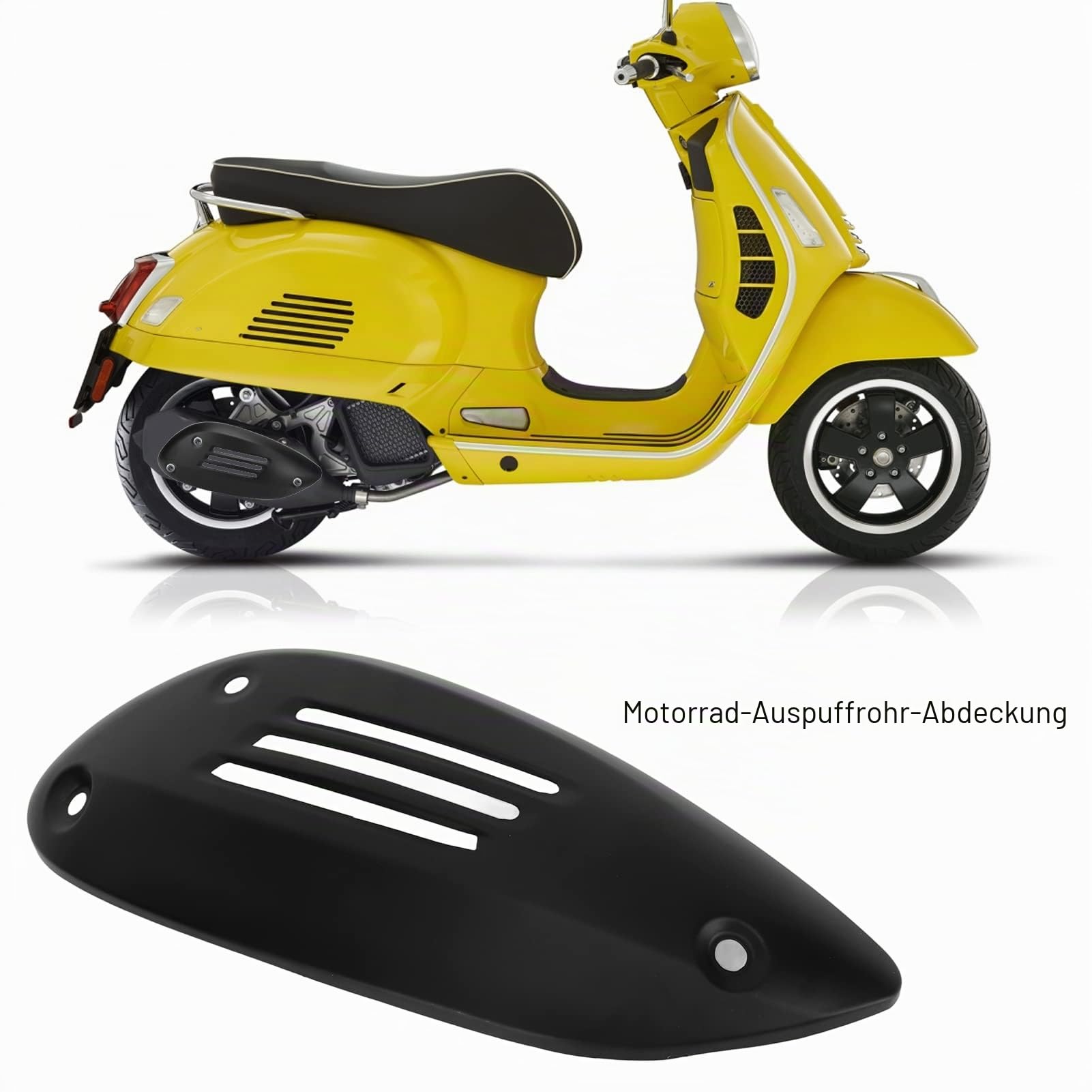 Auspuff-Hitzeschild für Vespa GTS 125 250 300 GTV 2013-2021, Motorrad-Auspuffrohrabdeckung, Edelstahl-Schalldämpfer-Hitzeschild-Gehäuseschutz, Ersatz für Vespa GTE (Schwarz)