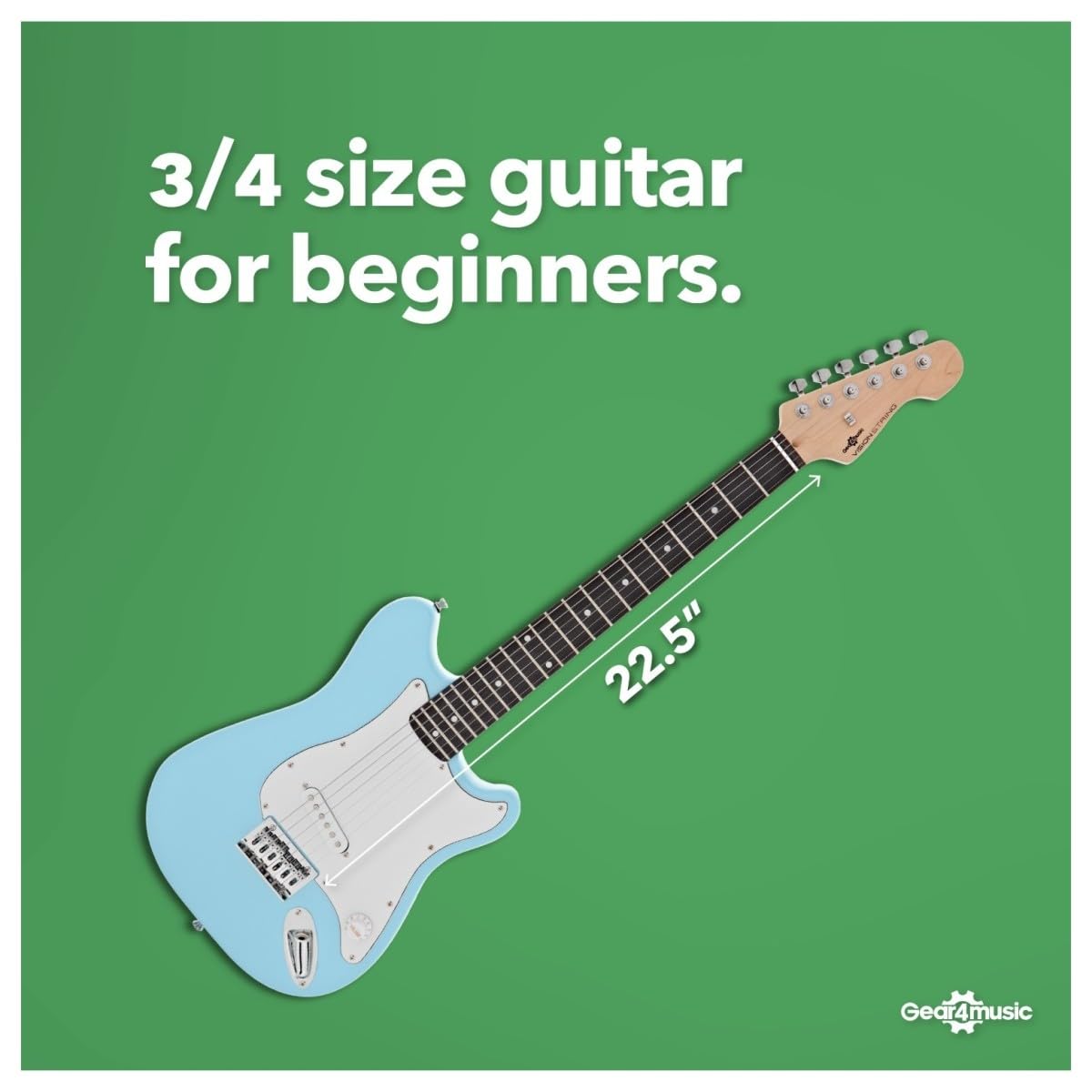 VISIONSTRING Kids Guitarra Eléctrica Tamaño 3/4 Guitarra Eléctrica Starter Pack con Amp para Principiantes Azul