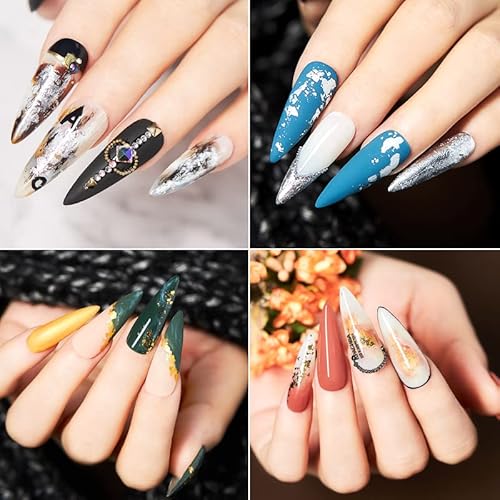 Gold Nail Art Foil Glitter Flakes Nail Powder Sequins 3D Sparkly Aluminum Foil Flake Nail Art Supplies For Nails Chrome Powder Holographic Diy Winter Manicure Decorations 3 Boxes #TOP3