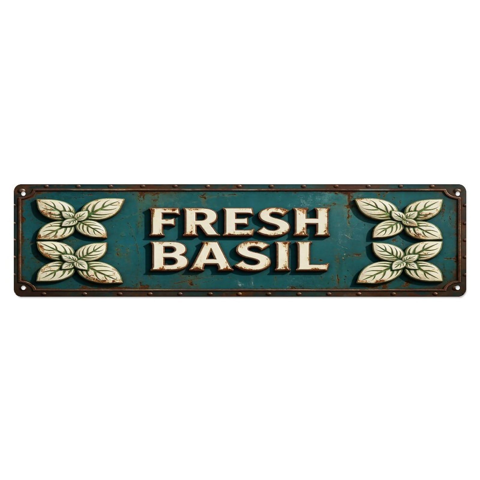 FRESH BASIL Vintage Herb Rustic Farmhouse Metal Tin Sign