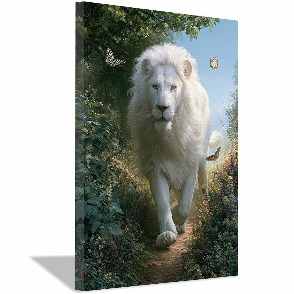 PUQAAEO Wall Art Painting Grizzly Bear Prints On Canvas Whites Lions Forestss Print Animal Pictures Wall Art for Home Cabin Decoration Rustic Farmhouse Decor(Multicolor)-60x90cm Framed