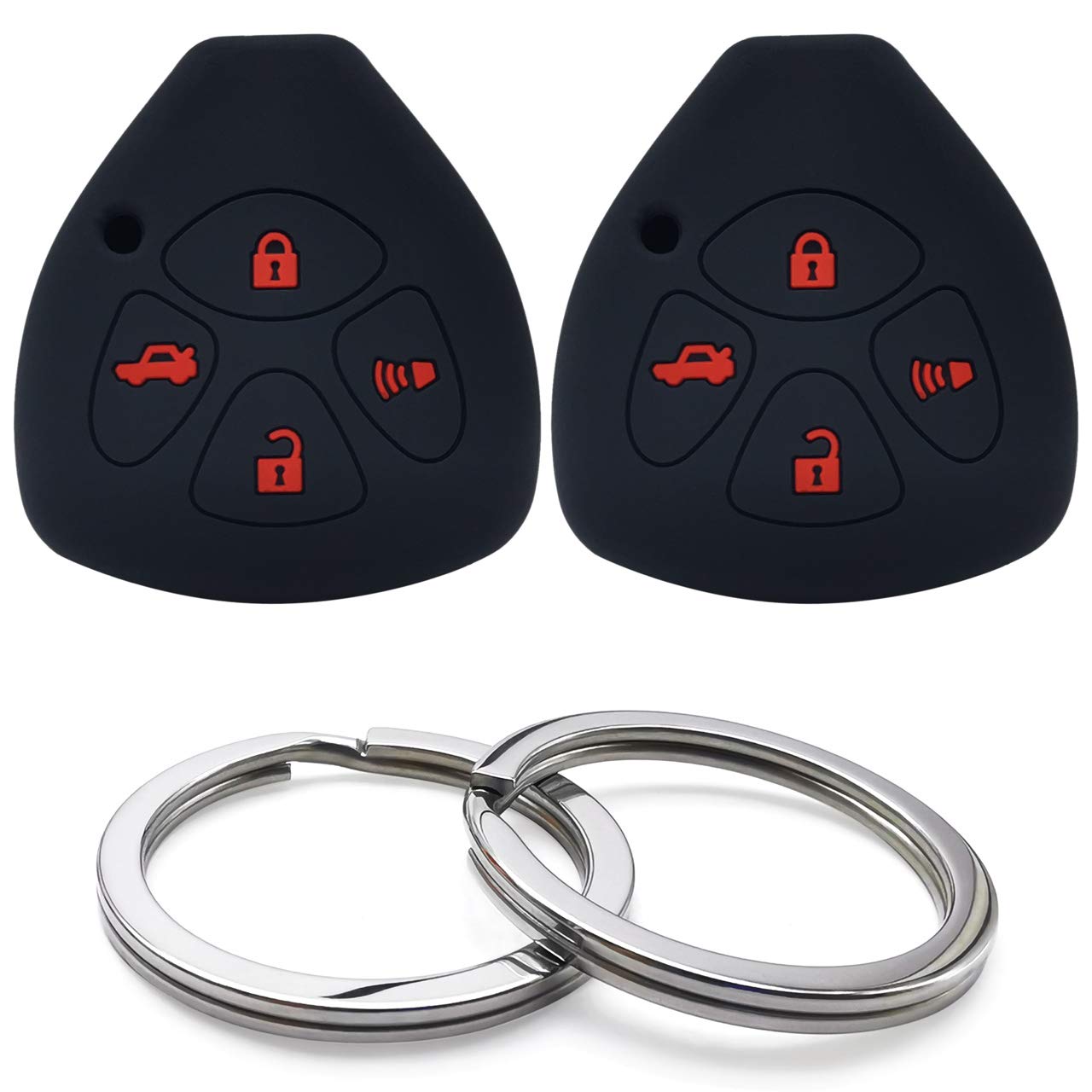 GFDesign 2Pcs Silicone 4 Buttons Key Fob Cover Remote Case Keyless Protector Compatible with Toyota Camry Avalon Corolla RAV4 Venza 4Runner Matrix Yaris Land Cruiser