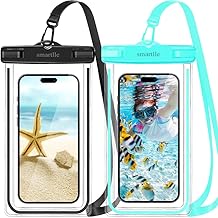 smartlle Waterproof Phone Pouches Cases, IPX8 Waterproof Phone Holders for iPhone 15 14 13 12 11 Pro Max XS Plus XR, for Galaxy S24 S23 S22 S21, 2 Pack Cell Phone Dry Bag for Beach Necessities