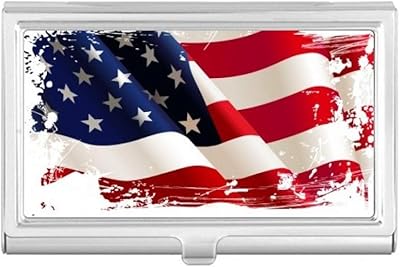 Air Brushing Stars and Stripes America Flag Business Card Holder Case Pocket Box Wallet
