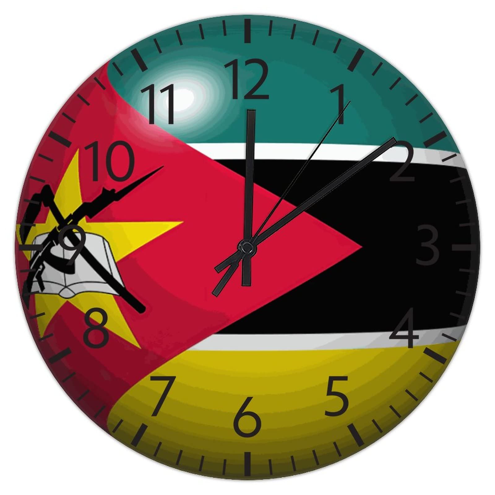 Horloge murale silencieuse sans tic-tac 30cm drapeau Mozambique