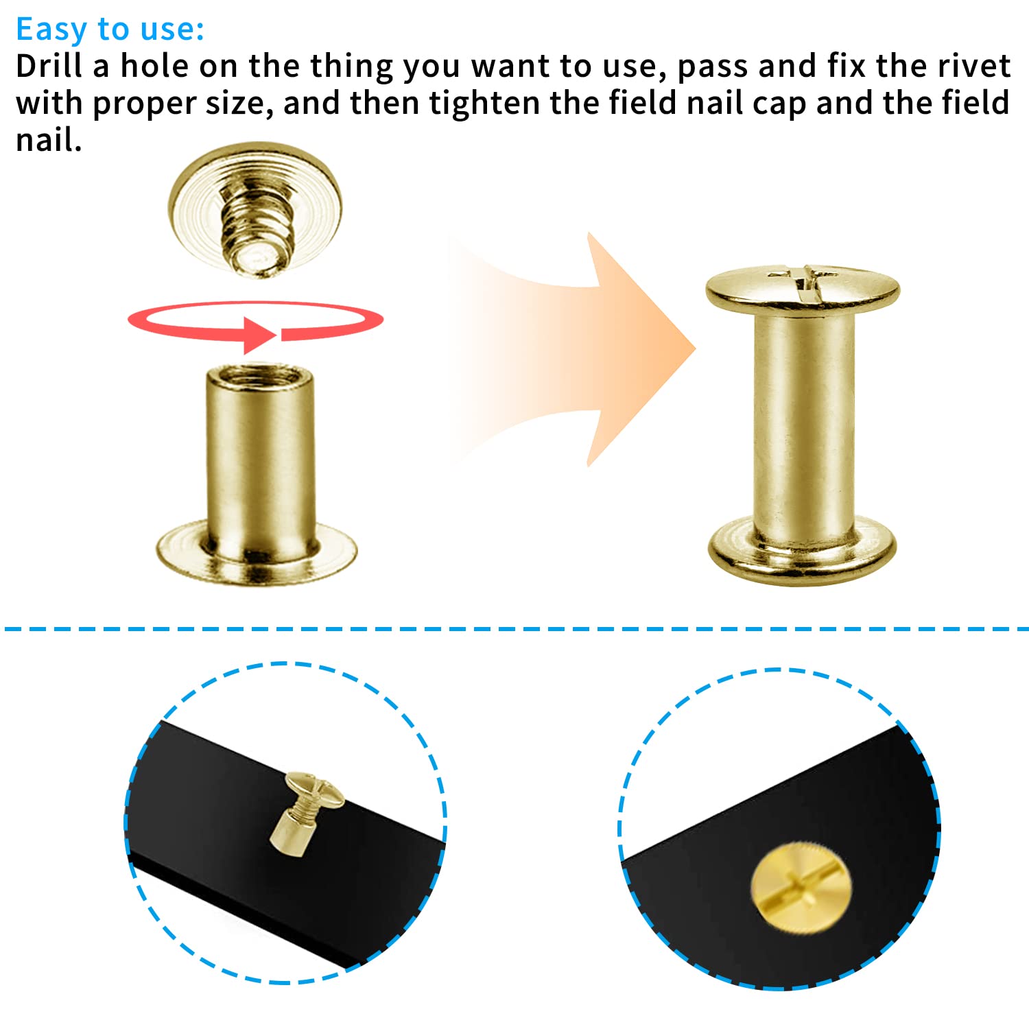 50 Set Viti Chicago In Acciaio Inox - Per Rilegatura Pelle, Libri E Fai Da Te (M5x10mm) - Foto 10