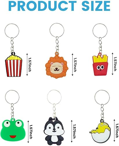 Miniatura 3 de 100 llaveros de dibujos animados para recuerdos de fiesta de niños, mini llavero lindo para premios de aula, regalos de fiesta de cumpleaños,