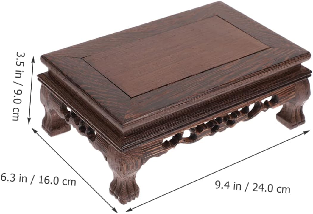 Rectangular Wooden Display Pedestal 9.44X6.29X3.54 Inches Multi-Use Plant Stand Flower Pot Base Household Craft Statue Showcase with Tiger Feet Design