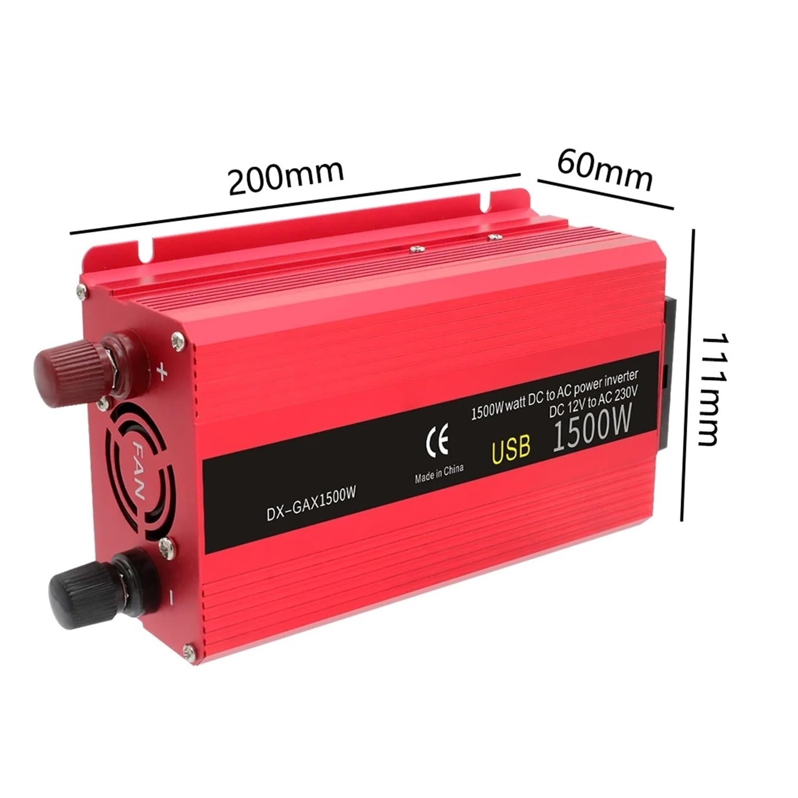 Invertitore Tensione Convertitore Per Auto 12V 220V Convertitore Per Auto 2600W/2000W/1500W Potenza Di Picco Convertitore Inverter Portatile Per Banca Di Potere Esterna Convertitore Potenza(1500W red