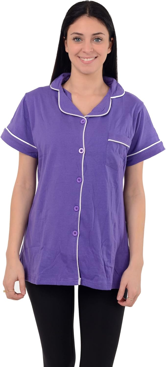 Miniatura 4 de USBD Camisa de recuperación de cirugía posterior a la mastectomía, cuello de solapa con bolsillos de drenaje