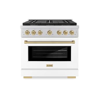 ZLINE Autograph 36" Paramount Dual Fuel Range w/White Door & Bronze Accents SDRZ-WM-36-CB