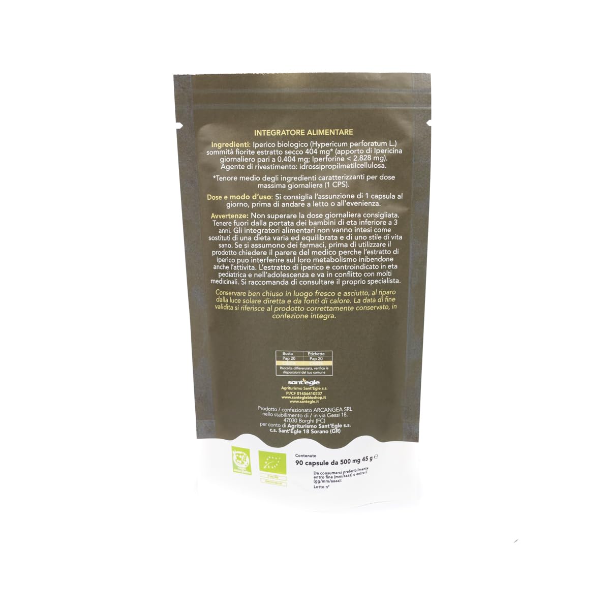 Sant'Egle - Rilassati, Iperico Biologico, 90 capsule