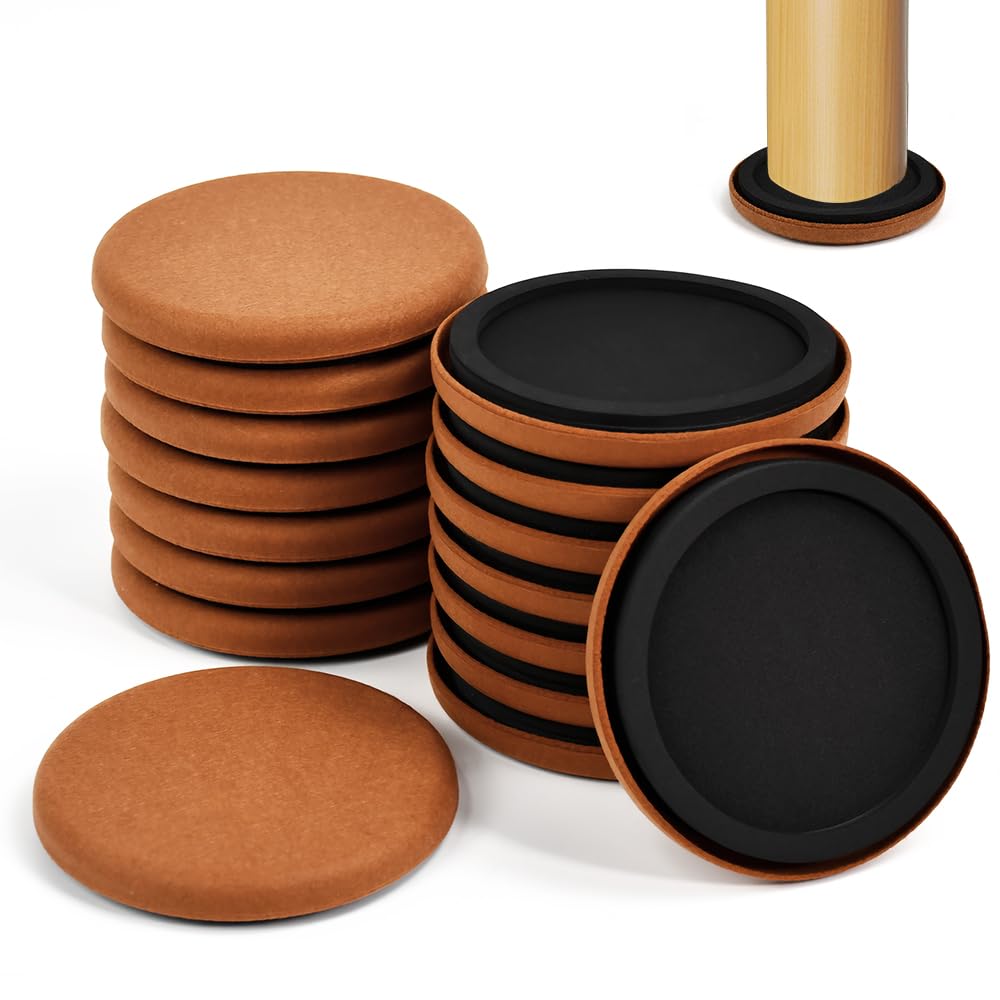 Zuxbolf 16PCS Patins De Meubles, Glisseurs En Feutre Pour Meubles Lourds Patin Pied De Lit Patins Glisseur Meubles Rond Tampon De Chaise Pour Protections De Plancher En Bois Dur Réutilisables