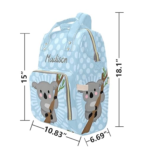Miniatura 6 de Koala Bear - Mochila de pañales personalizada con diseño de lunares azules con nombre, mochila de viaje personalizada para mamá