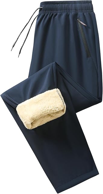evzosrz Mens Sherpa Lined Sweatpants Winter Warm Active Thermal Jogger Pants Fleece Drawstring Wide Leg Track Pants