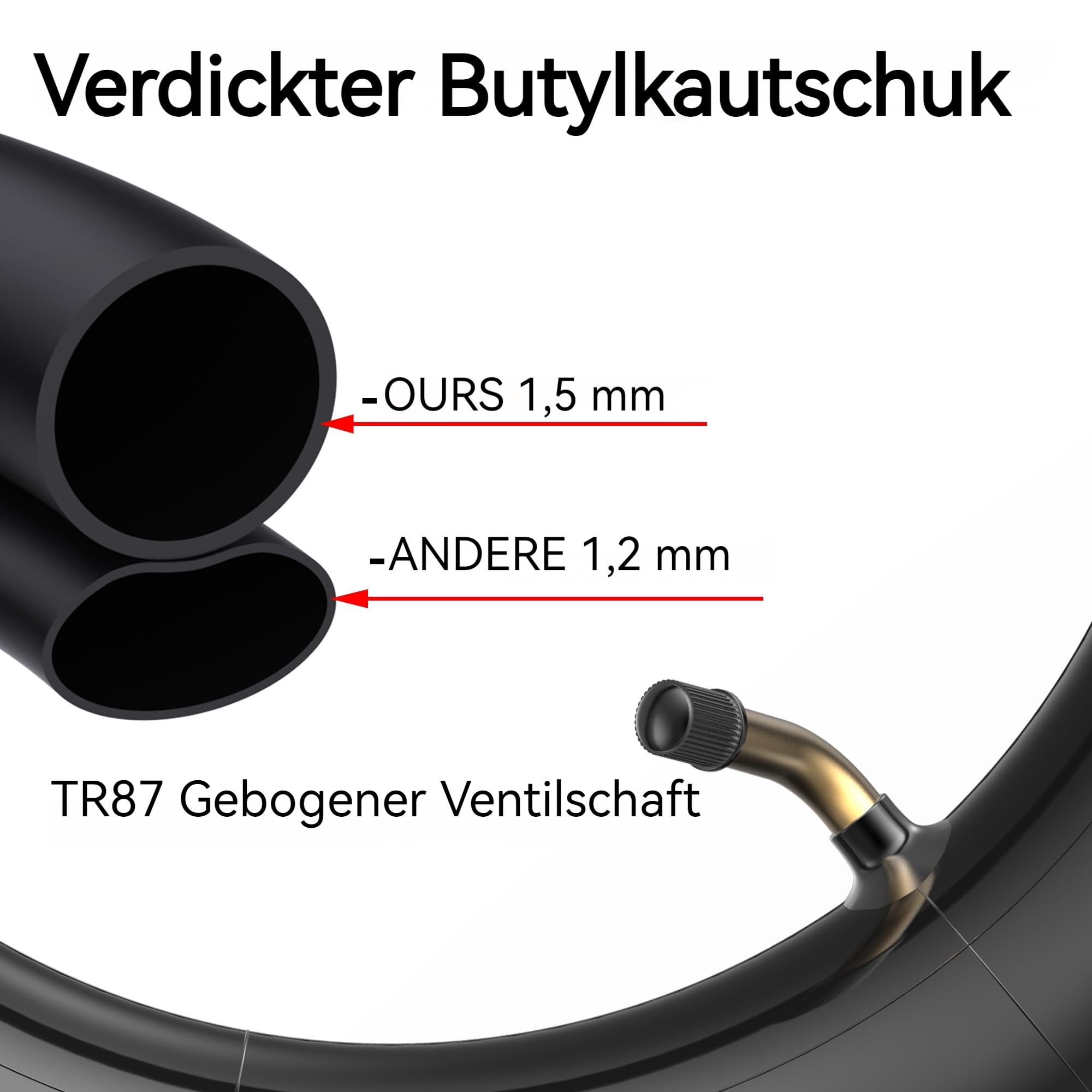 Produktbild von 2er Set Schubkarrenschlauch 4.10/3.50-4 Mit TR-87 Ventil – Für Rasenmäher, Handwagen & Co. – Aus Naturkautschuk