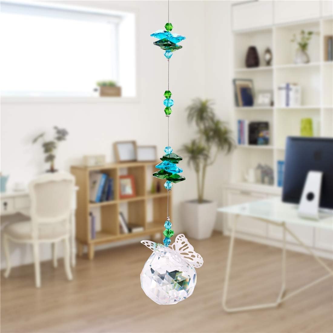 H&D 40 mm Handmade Butterfly Crystal Ball Prism Rainbow Maker Hanging Suncatcher Home Wedding Decoration Favors : Patio, Lawn & Garden