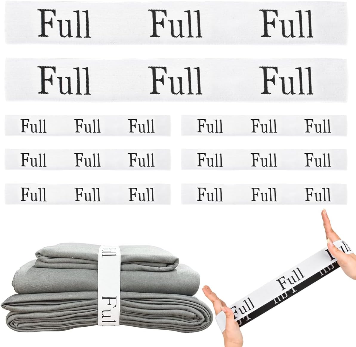 CONLI 8 Pack Bed Sheet Organizer Straps Sheet Organizer Bands for Closet,Storage Label Bands,Flexible Elastic Band for Sheet Maximize Your Storage Space (Full)