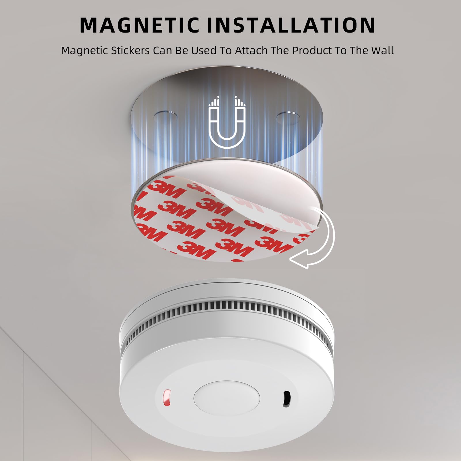Rauchmelder, 10 Jahre Batterie, Feuermelder mit Starkere Magnethalterung, Stumm-Funktion, 85dB Alarm, Feueralarm mit Testknopf, EN 14604 Zertifiziert, Brandschutz für Zuhause, 6 Stück