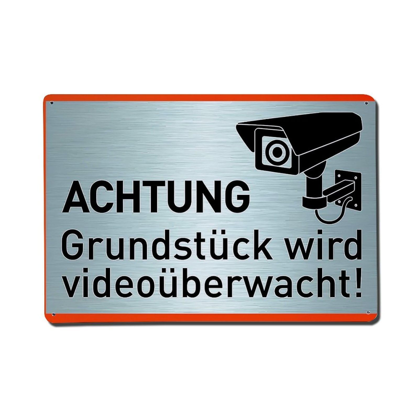 Nestemfo Vintage Achtung Grundstueck Wird Videoueberwacht Tin Sign Metal Sign, Living Room,Bar, Home, Bedroom Wall Decor,Retro Metal Poster 8X12 Inches
