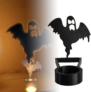 Halloween Candles Holder Funny Shadow Stand Candlestick Black Ghost Tealight Candle Holders Halloween Decorations with Ghosts Witch Skeleton for Home Party (Ghost)