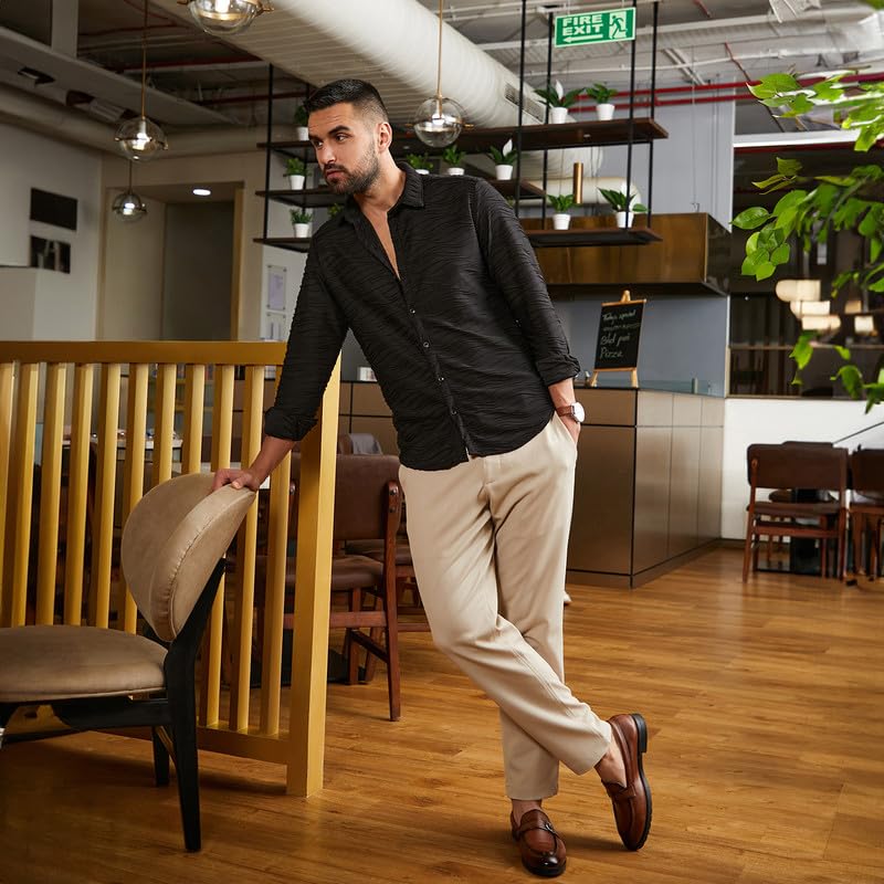 Image of CAHOOT Men's Shirt for Casual Wear | Spread Collar | Short Sleeve | Regular Fit | Button Closure | Shirt Crafted with Comfort Fit for Casual Wear