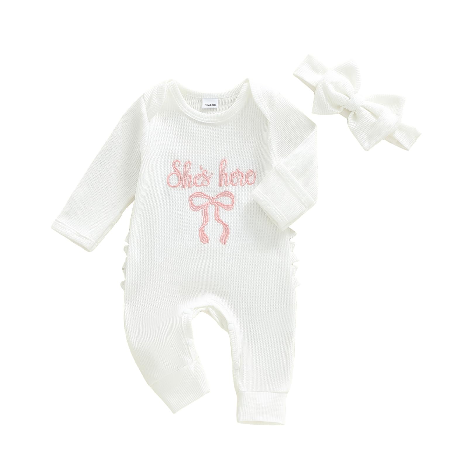 Baby Girl Winter Clothes Newborn Preemie Going Coming Home Outfit Ruffle Mitten Sweater Romper Cute Knit Jumpsuit