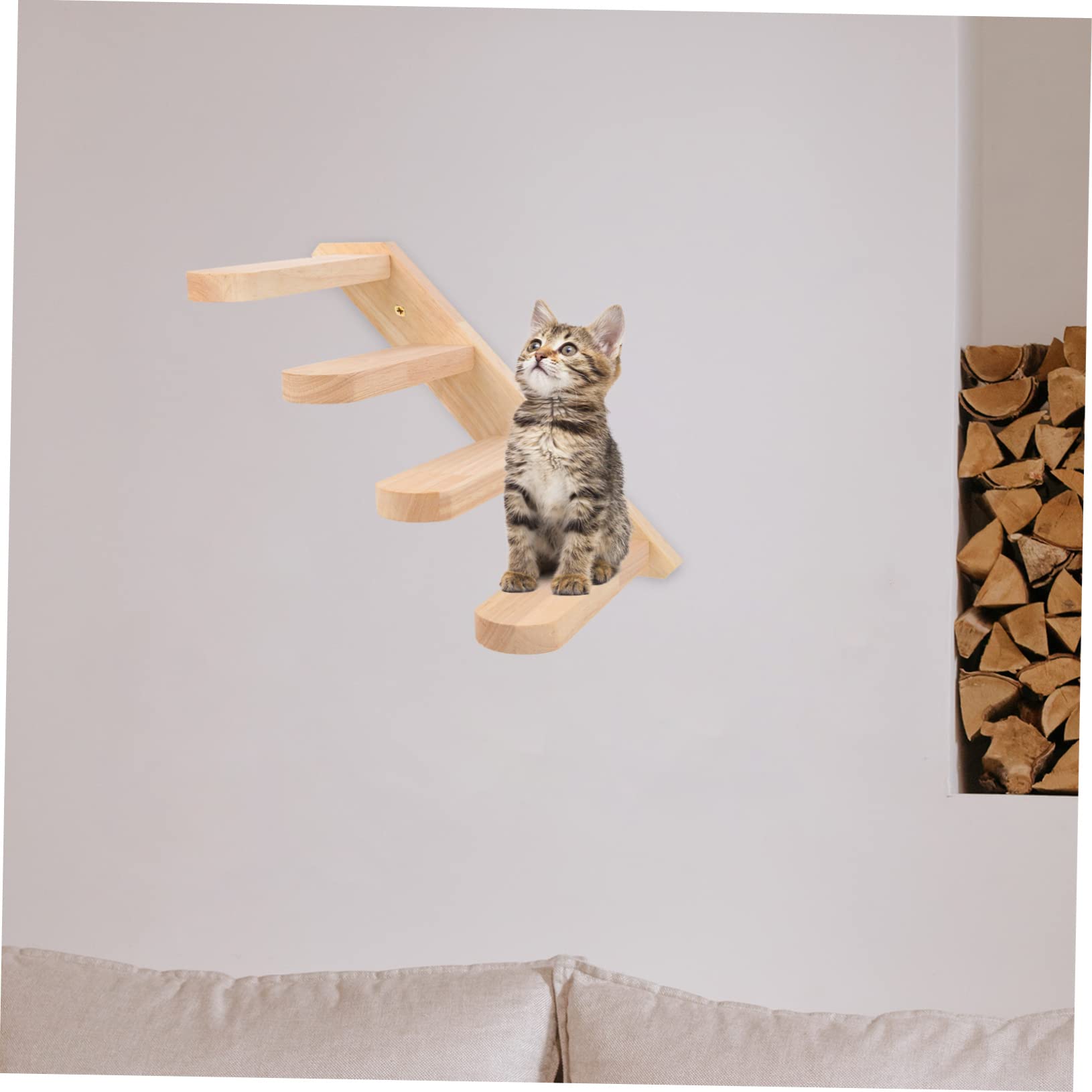 Happyyami Katzenkletterwand Wandregal für Katzen Khakifarben Belastbar bis 15lb für Kätzchen und Ausgewachsene Hauskatzen
