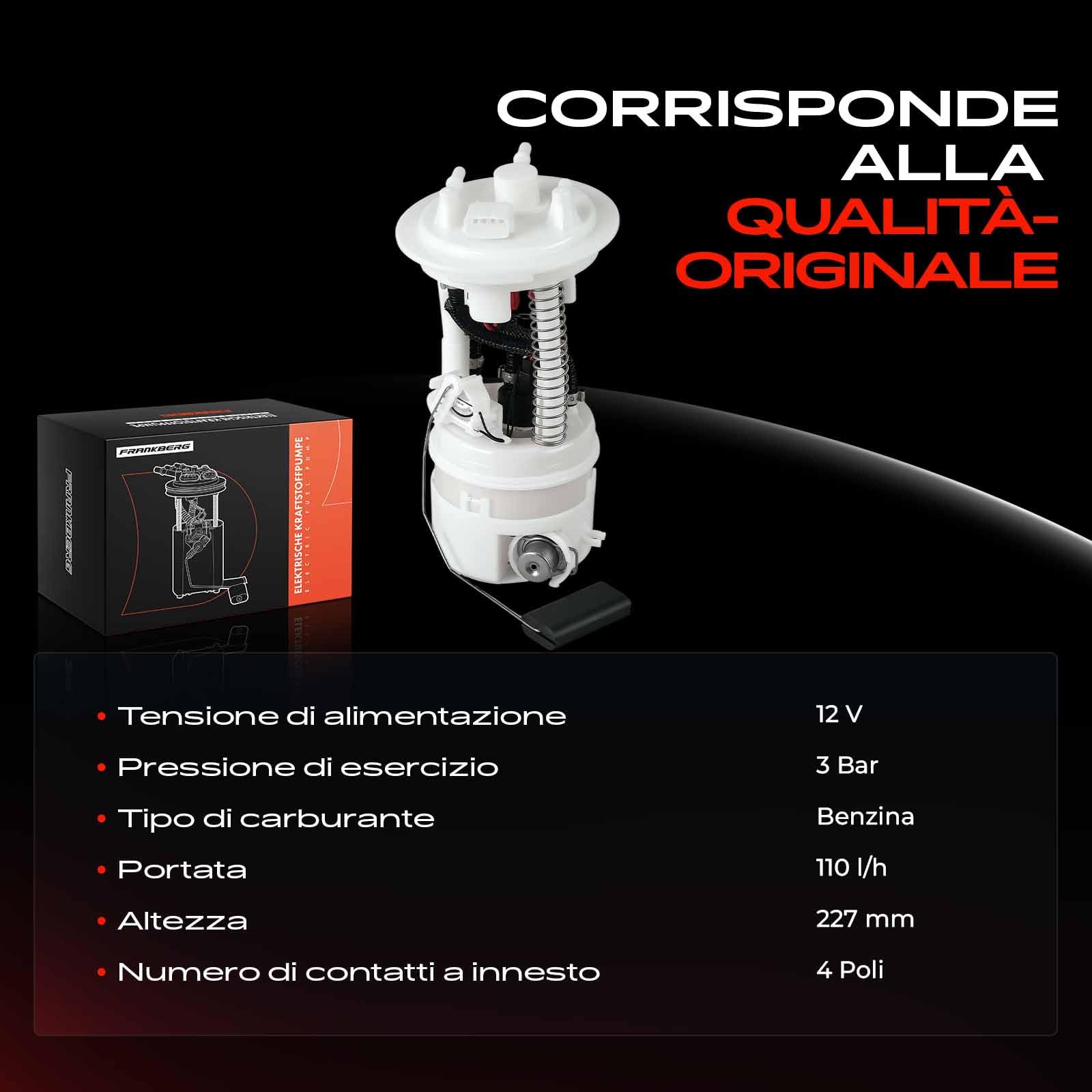 Frankberg Pompa carburante Pompa Benzina Modulo di alimentazione carburante Kit 4-Poli Compatibile con Micra IV K13K K13KK Replace# 17040-1HJ0A,17040-1HJ0B