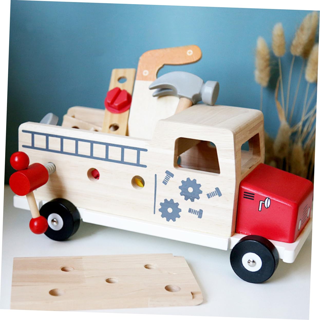 Holz Werkzeugkoffer Set für Kleinkinder Pädagogisches Lernspielzeug mit Schrauben Fördert Feinmotorik Rollenspiel Sicher und Vielseitig für Jungen und Mädchen