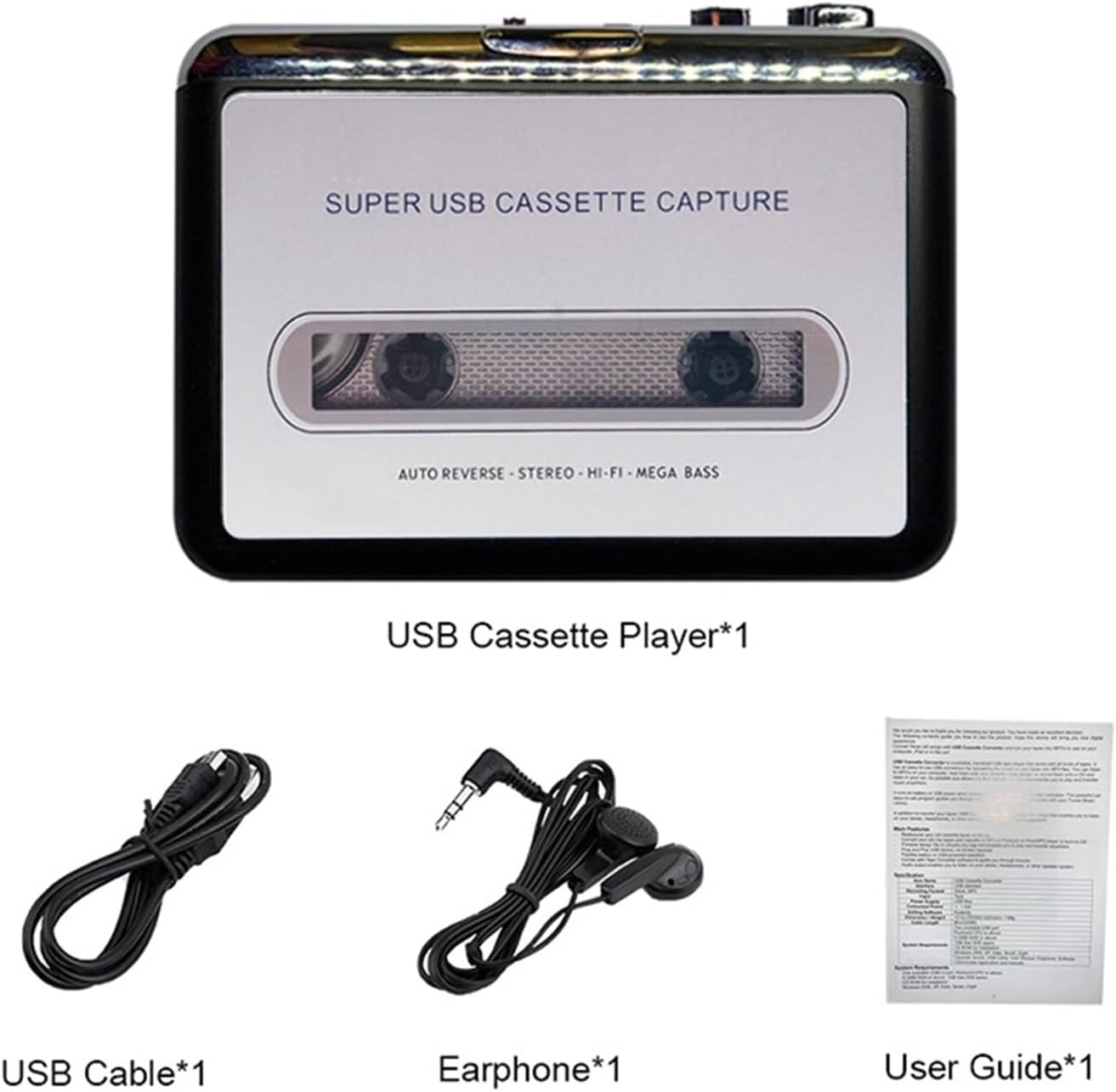 Cassette Players USB Cassette Capture Radio Player Portable Tape to MP3 Converter Audio Music Recorder